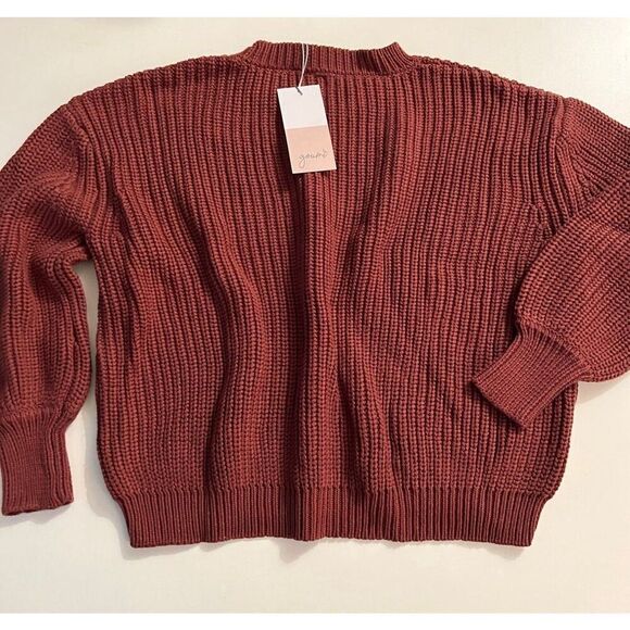 NWT Goumi Kids Hot Cocoa Chunky Knit Sweater SZ S/M Red Pullover Oversized Women - Picture 3 of 3